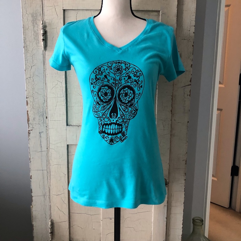Next Level Sugar Skull V Neck Top